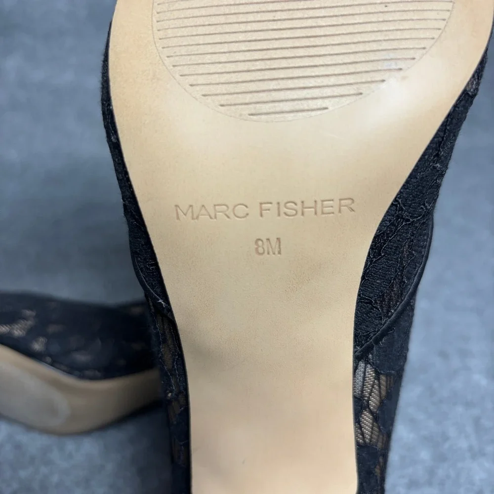 Marc Fisher Black Floral Lace Pointed Toe High Heel Pumps Dress Shoes Womens 8M